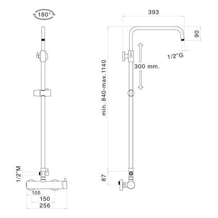 Στήλη ντους MX1E black matt  Sphera
